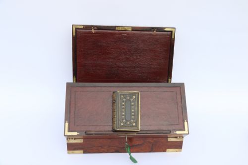 fig 2. English early 19th century brass mounted campaign writing box by Hicks of London, circa 1825

