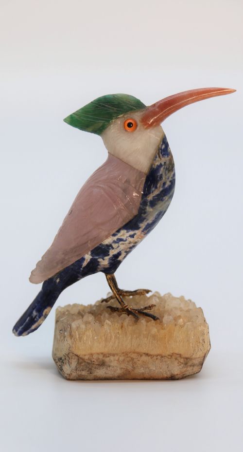 An Italian Carved Hardstone Sculpture of an Exotic Bird Circa 1930

