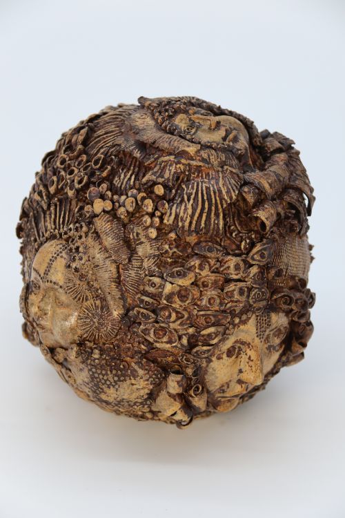 A Rare Studio Pottery Hand Created Mythical Sculpture of the Many Faces of Sea Urchins.