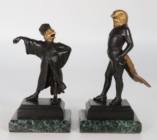A Fine Pair of Bronze Caricature Figures of Theatrical Birds, Circa 1880