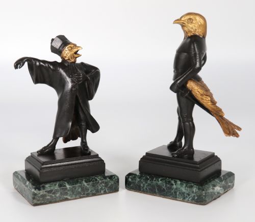 fig 1. A fine pair of bronze caricature figures of theatrical birds, circa 1880