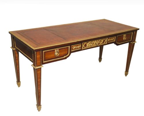 A Superb French Louis Xvi Style  Mahogany Bureau Plat or Writing Table Circa 1880

