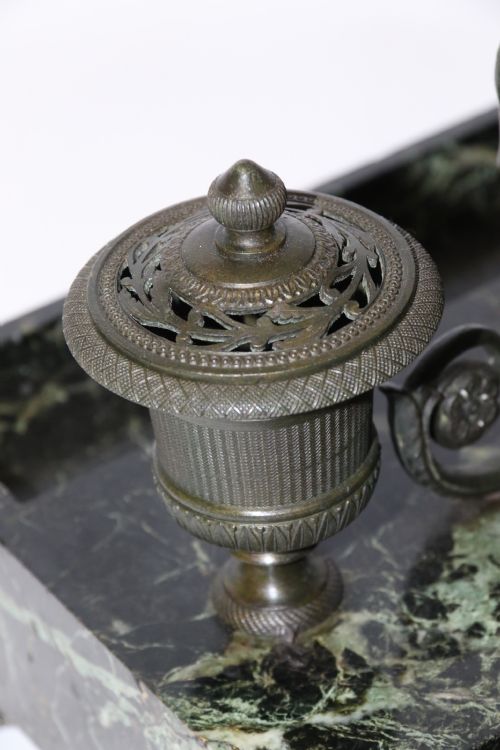 EMPIRE PERIOD BRONZE AND MARBLE DESK TOP INKSTAND BY LEFEBVRE OF BELGIUM CIRCA 1820 - ADDITIONAL PHOTO 24
