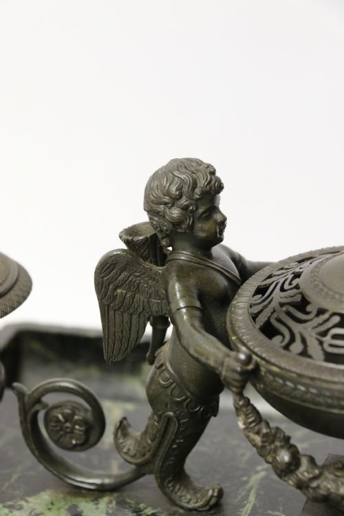 EMPIRE PERIOD BRONZE AND MARBLE DESK TOP INKSTAND BY LEFEBVRE OF BELGIUM CIRCA 1820 - ADDITIONAL PHOTO 25