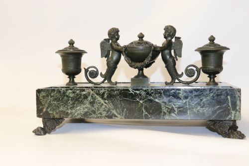 EMPIRE PERIOD BRONZE AND MARBLE DESK TOP INKSTAND BY LEFEBVRE OF BELGIUM CIRCA 1820 - ADDITIONAL PHOTO 26