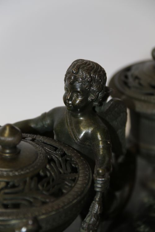 EMPIRE PERIOD BRONZE AND MARBLE DESK TOP INKSTAND BY LEFEBVRE OF BELGIUM CIRCA 1820 - ADDITIONAL PHOTO 27