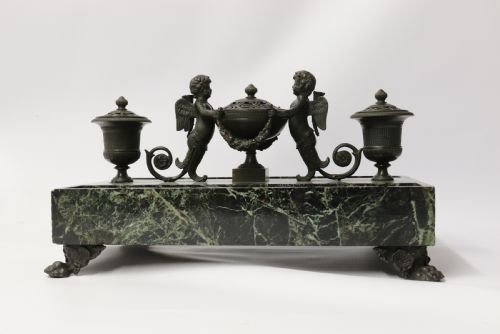 EMPIRE PERIOD BRONZE AND MARBLE DESK TOP INKSTAND BY LEFEBVRE OF BELGIUM CIRCA 1820 - ADDITIONAL PHOTO 28
