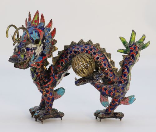 Early 20th Century Chinese Cloisonne Sculpture of the Five Clawed Dragon