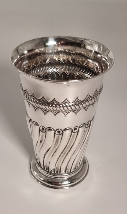 fig 1. Antique silver Victorian gothic style vase, Birmingham 1890