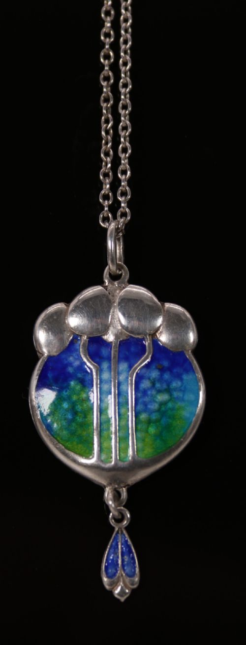 A Liberty and Co Style Silver and Enamel Pendant Necklace Hallmarked for Birmingham, 1908 – 9.