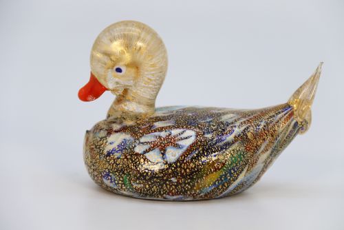A Rare Italian Millefiori Hand Blown Art Glass Duck