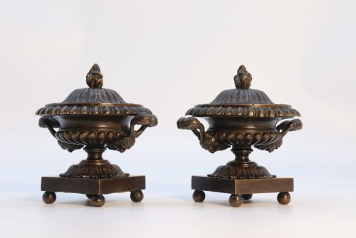 ANTIQUE ENGLISH REGENCY PERIOD CLASSICAL BRONZE URNS CIRCA 1820 - ADDITIONAL PHOTO 7