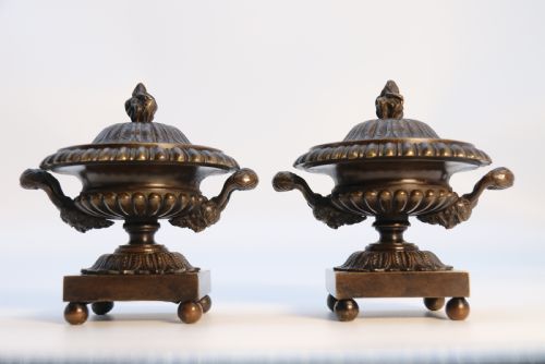 ANTIQUE ENGLISH REGENCY PERIOD CLASSICAL BRONZE URNS CIRCA 1820 - ADDITIONAL PHOTO 18