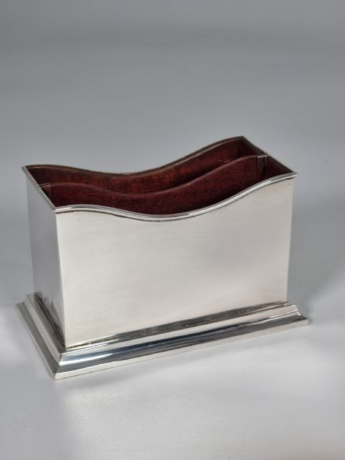 An English Silver Postal Letter Rack, Desk Tidy, Card Holder, Chester 1896 – 7

