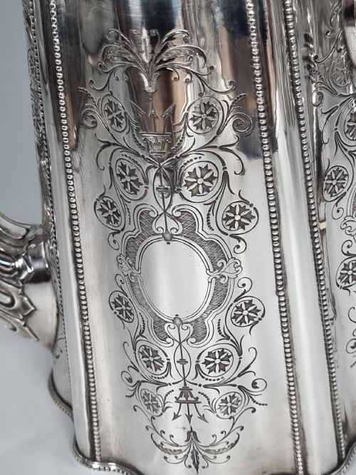 AN ENGLISH VICTORIAN SILVER PLATED TEACOFFEE SET LARGE AND ORNATE DECORATIVE FOUR PIECE SET - ADDITIONAL PHOTO 9