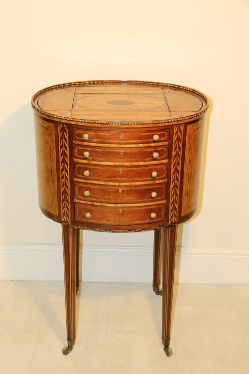 A RARE AND EXQUISITE GEORGE III LADIES WORKTABLE WITH MULTIPLE SECRET RISING COMPARTMENTS - ADDITIONAL PHOTO 2