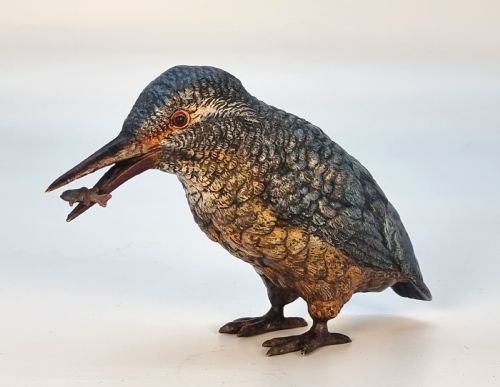 An Austrian Bronze Cold Painted Kingfisher of Good Size C 1910