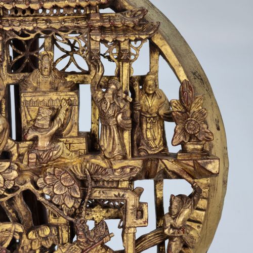 fig 1. A fine Chinese hand carved gilt wood wall plaque, C 1900