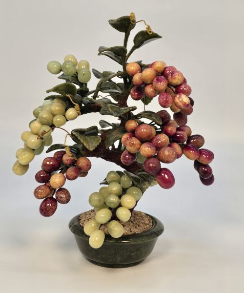 fig 1. A fine Chinese hardstone carved grapevine bonsai tree