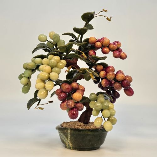 A Fine Chinese Hardstone Carved Grapevine Bonsai Tree