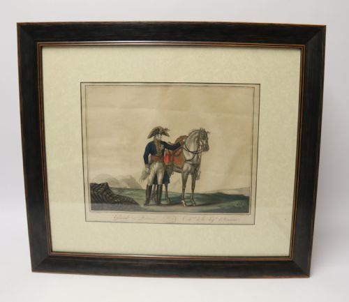 AN EARLY 19TH CENTURY NAPOLEONIC PERIOD FRENCH MILITARY HAND COLOURED PRINT