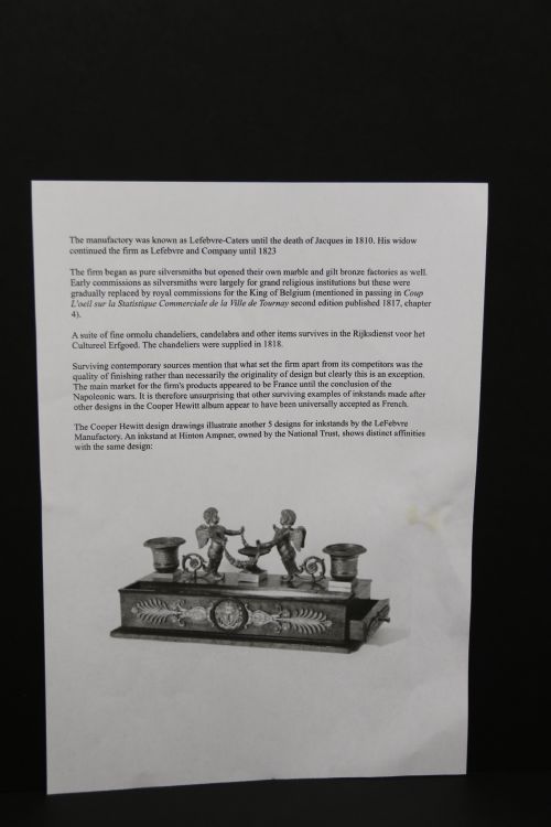 EMPIRE PERIOD BRONZE AND MARBLE DESK TOP INKSTAND BY LEFEBVRE OF BELGIUM CIRCA 1820 - ADDITIONAL PHOTO 18