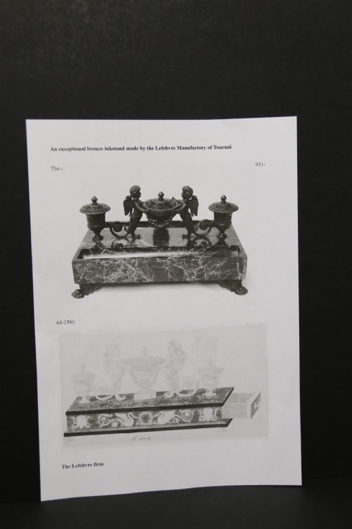 EMPIRE PERIOD BRONZE AND MARBLE DESK TOP INKSTAND BY LEFEBVRE OF BELGIUM CIRCA 1820 - ADDITIONAL PHOTO 19