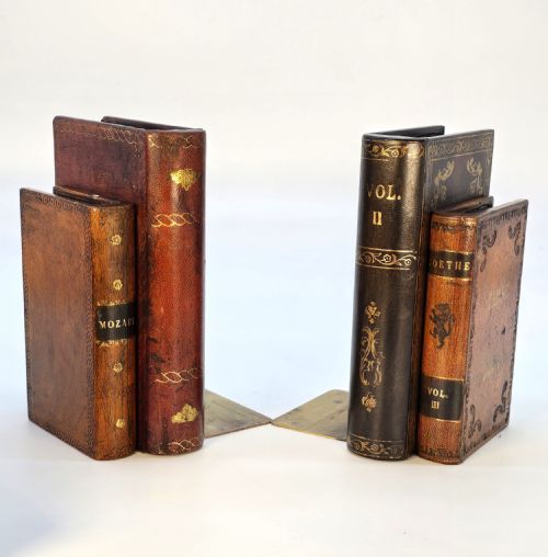 A Pair of Bookends Made in the Form of Antique Leather Bound Books.