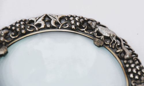 CHINESE SILVER AND JADE MAGNIFYING GLASS RARE 19TH CENTURY - ADDITIONAL PHOTO 3