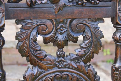 19TH CENTURY ORNATELY CARVED WALNUT HIGH BACKED CHAIR - ADDITIONAL PHOTO 21