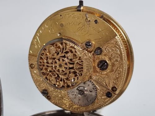fig 1. Antique early English silver pocket watch with Fusee movement dated 1842