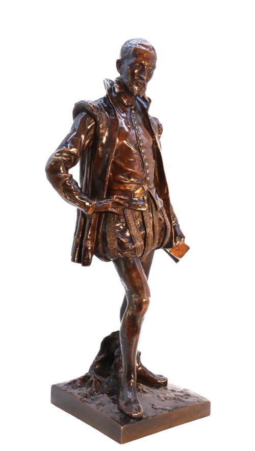 fig 1. A 19th-century dark patinated bronze figure depicting French poet Joachim de Bellay in 16th-century period costume.