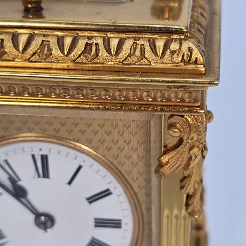 FRENCH EIGHT DAY STRIKING AND REPEATING GILT CASE CARRIAGE CLOCK - ADDITIONAL PHOTO 11