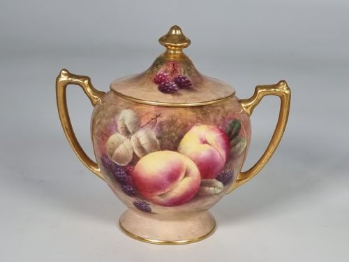 A PAIR OF COALPORT VASES HAND PAINTED WITH FRUIT BY RICHARD BUDD - ADDITIONAL PHOTO 7