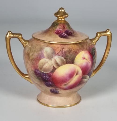 A PAIR OF COALPORT VASES HAND PAINTED WITH FRUIT BY RICHARD BUDD - ADDITIONAL PHOTO 11