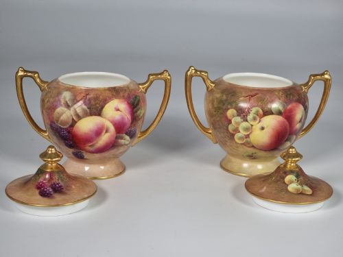 A PAIR OF COALPORT VASES HAND PAINTED WITH FRUIT BY RICHARD BUDD - ADDITIONAL PHOTO 12