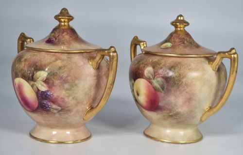 A PAIR OF COALPORT VASES HAND PAINTED WITH FRUIT BY RICHARD BUDD - ADDITIONAL PHOTO 15