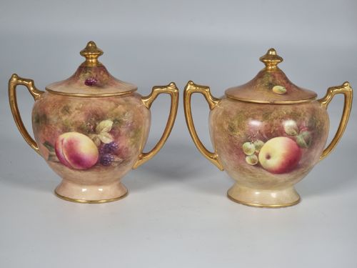 A PAIR OF COALPORT VASES HAND PAINTED WITH FRUIT BY RICHARD BUDD - ADDITIONAL PHOTO 16