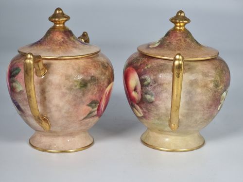 A PAIR OF COALPORT VASES HAND PAINTED WITH FRUIT BY RICHARD BUDD - ADDITIONAL PHOTO 17