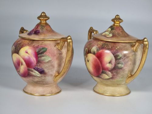 A PAIR OF COALPORT VASES HAND PAINTED WITH FRUIT BY RICHARD BUDD - ADDITIONAL PHOTO 18