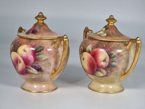 A PAIR OF COALPORT VASES HAND PAINTED WITH FRUIT BY RICHARD BUDD - ADDITIONAL PHOTO 19