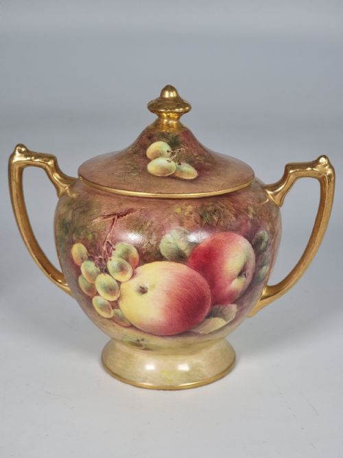 A PAIR OF COALPORT VASES HAND PAINTED WITH FRUIT BY RICHARD BUDD - ADDITIONAL PHOTO 3