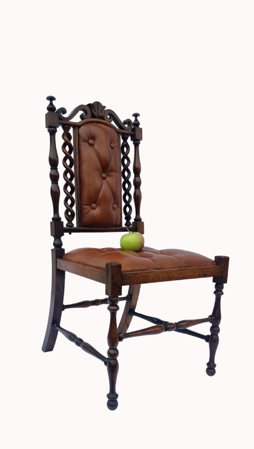 CHILDS CHAIR UPHOLSTERED IN BUTTONED LEATHER ROSEWOOD CARVED AND TURNED FRAME C 1840 - ADDITIONAL PHOTO 1
