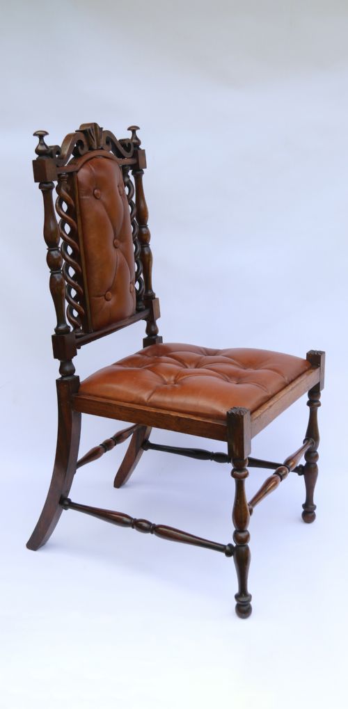 CHILDS CHAIR UPHOLSTERED IN BUTTONED LEATHER ROSEWOOD CARVED AND TURNED FRAME C 1840 - ADDITIONAL PHOTO 4