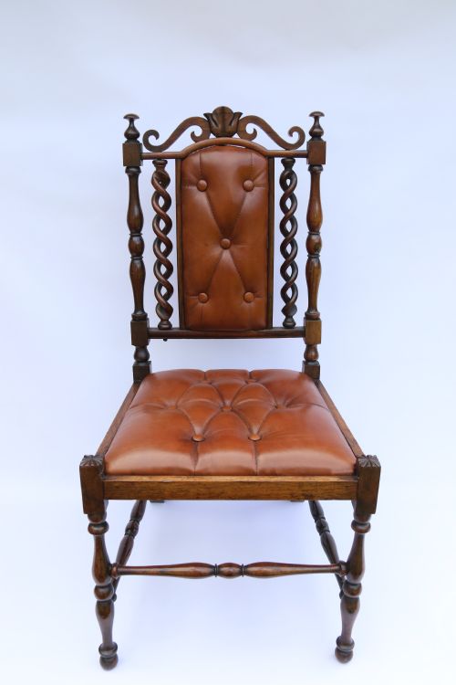 CHILDS CHAIR UPHOLSTERED IN BUTTONED LEATHER ROSEWOOD CARVED AND TURNED FRAME C 1840 - ADDITIONAL PHOTO 5