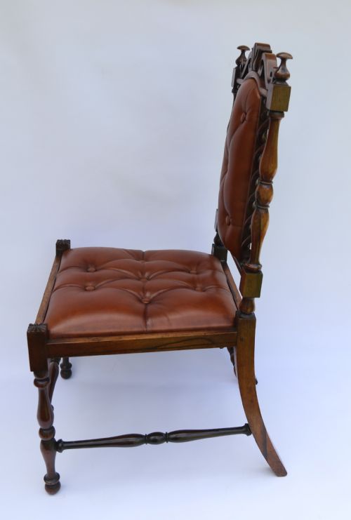 CHILDS CHAIR UPHOLSTERED IN BUTTONED LEATHER ROSEWOOD CARVED AND TURNED FRAME C 1840 - ADDITIONAL PHOTO 7