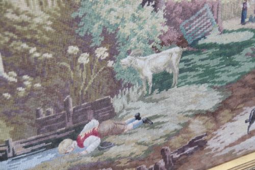 THE CORN FIELD J CONSTABLE A LARGE FRAMED WOOL WORK PICTURE C 1900 - ADDITIONAL PHOTO 10