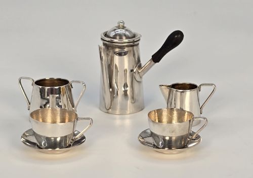 A RARE EDWARDIAN SOLID SILVER MINIATURE CHOCOLATE POT SET - ADDITIONAL PHOTO 3