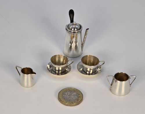 A RARE EDWARDIAN SOLID SILVER MINIATURE CHOCOLATE POT SET - ADDITIONAL PHOTO 19