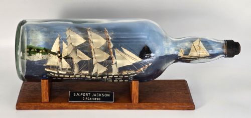 Two Ships in a Bottle, Diorama, Folk Art, Circa 1920